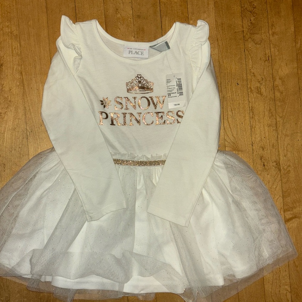 Children’s Place Girls White Snow Princess Tulle Dress Size 3T NWT